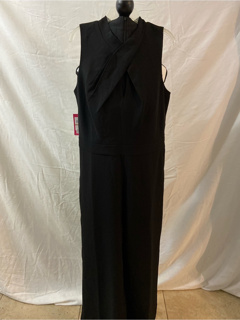Vince Camuto Black Sleeveless Draped Wide-Leg Jumpsuit
